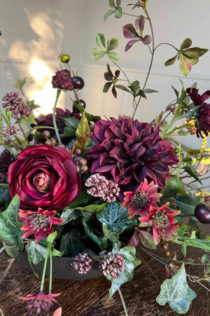 Ranunculus, Enkianthus and Ivy in a Brown Footed Bowl