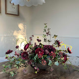 Ranunculus, Enkianthus and Ivy in a Brown Footed Bowl