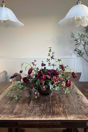 Ranunculus, Enkianthus and Ivy in a Brown Footed Bowl RTfact Flowers 