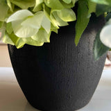 Hellebore, Rose and Queen Anne's Lace in a Black Stone Vase