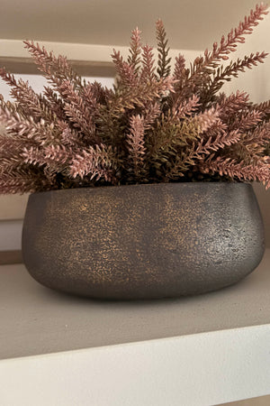 Heather in a Bronze Bowl (Rustic Pink) RTfact Flowers 