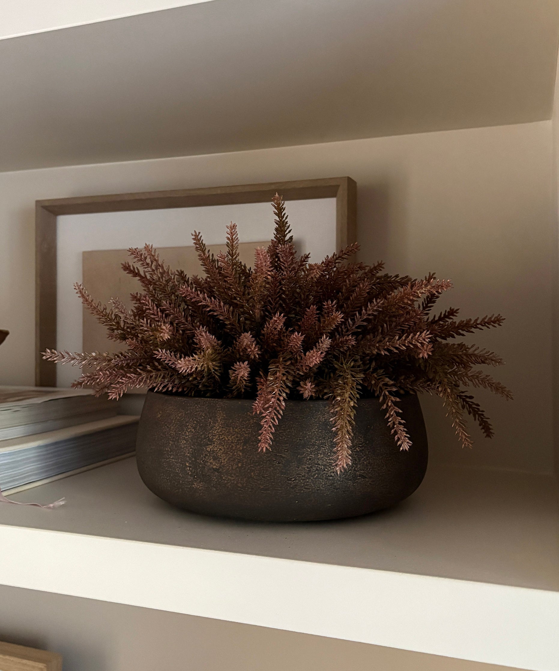 Heather in a Bronze Bowl (Rustic Pink) RTfact Flowers 