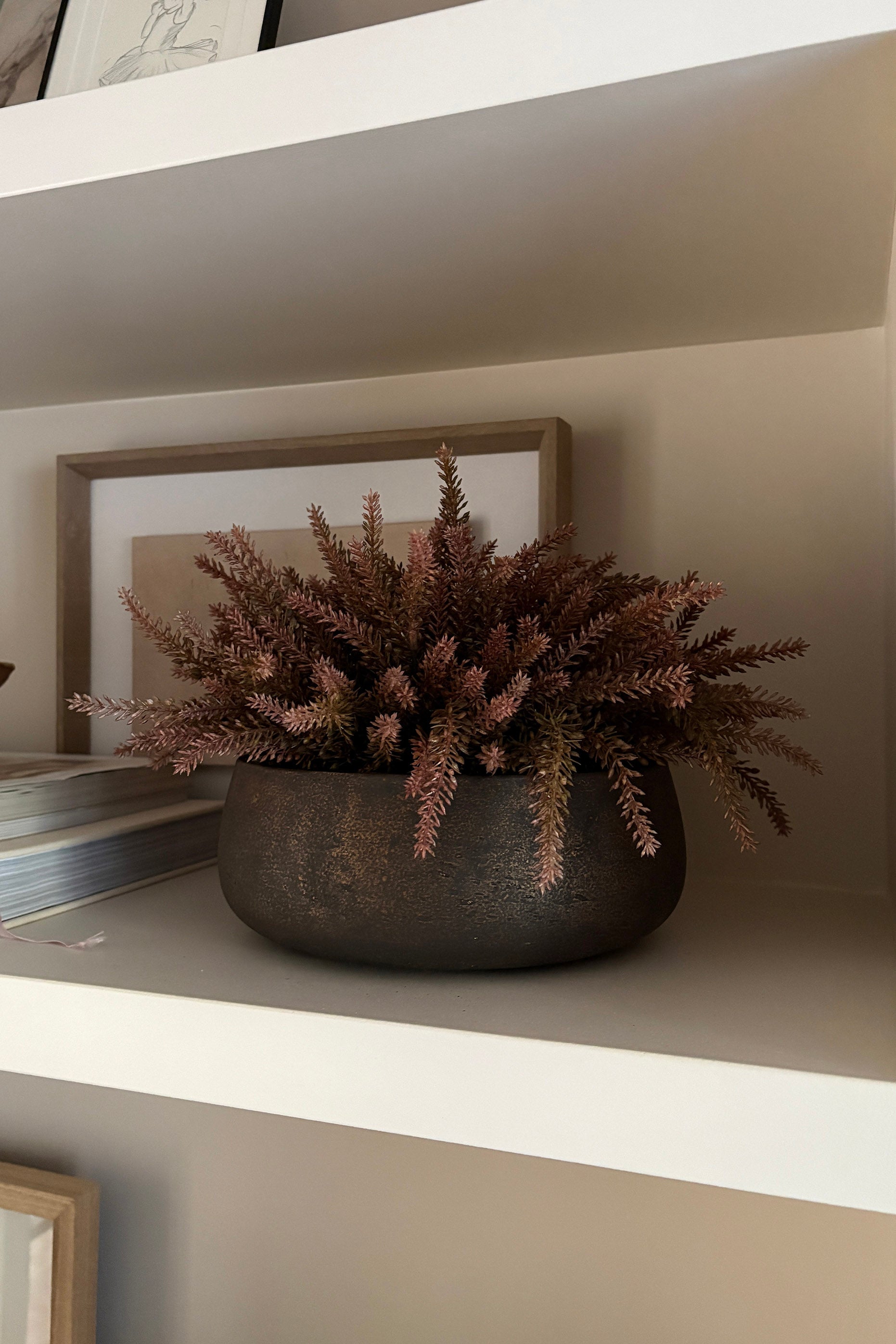 Heather in a Bronze Bowl (Rustic Pink) RTfact Flowers 