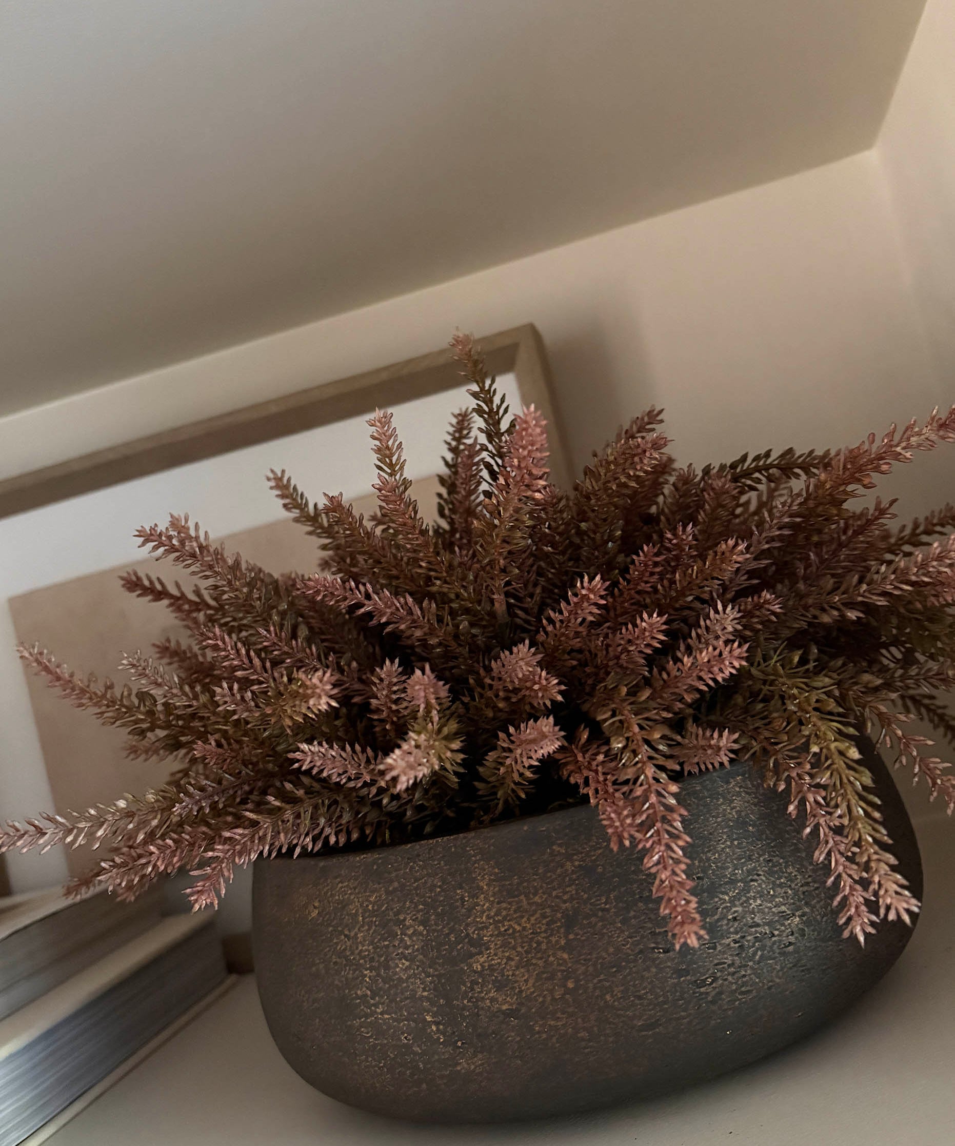 Heather in a Bronze Bowl (Rustic Pink) RTfact Flowers 
