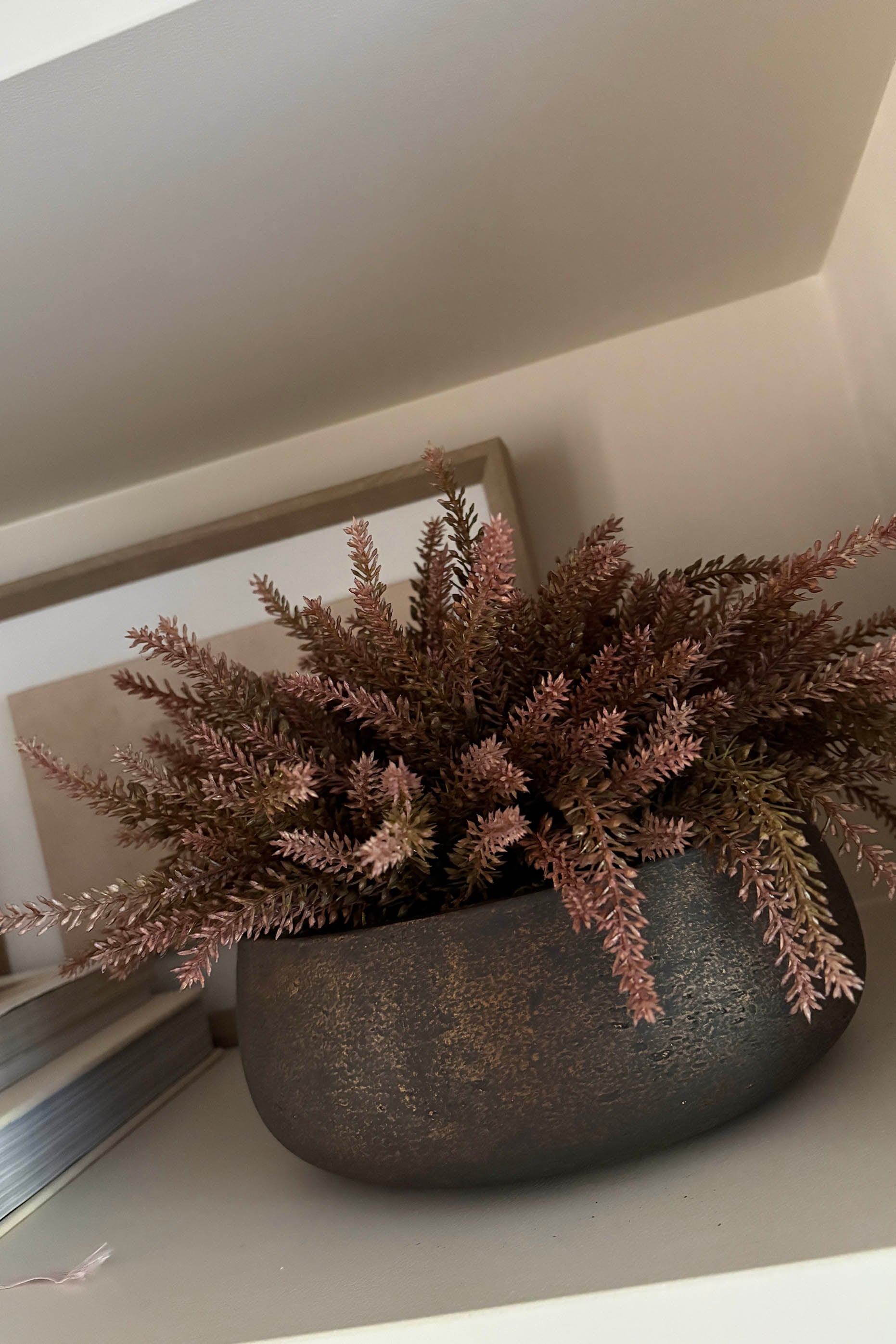 Heather in a Bronze Bowl (Rustic Pink) RTfact Flowers 