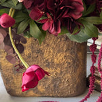 Rose, Anemone and Amaranthus in a Textured Flat Bronze Vase - RTfact Flowers