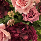 Rose, Anemone and Amaranthus in a Textured Flat Bronze Vase - RTfact Flowers