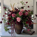 Rose, Anemone and Amaranthus in a Textured Bronze Vase - RTfact Flowers