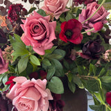 Rose, Anemone and Amaranthus in a Textured Bronze Vase - RTfact Flowers