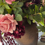 Rose, Anemone and Amaranthus in a Textured Bronze Vase - RTfact Flowers