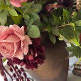 Rose, Anemone and Amaranthus in a Textured Bronze Vase - RTfact Flowers