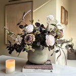 Rose, Eucalyptus and Astrantia in a Textured Grey Vase - RTfact Flowers