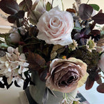 Rose, Eucalyptus and Astrantia in a Textured Grey Vase - RTfact Flowers