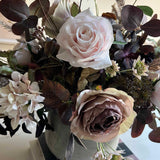 Rose, Eucalyptus and Astrantia in a Textured Grey Vase - RTfact Flowers