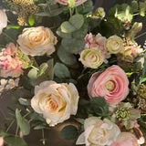 Ranunculus, Rose and Blossom in a Handpainted Bronze Vase RTfact Flowers 