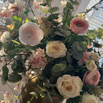 Ranunculus, Rose and Blossom in a Handpainted Bronze Vase RTfact Flowers 