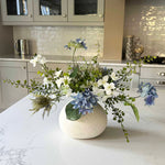 Hydrangea Spray, Maidenhair Fern and Sea Holly in a Cream Vase - RTfact Flowers 