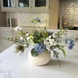 Hydrangea Spray, Maidenhair Fern and Sea Holly in a Cream Vase - RTfact Flowers 