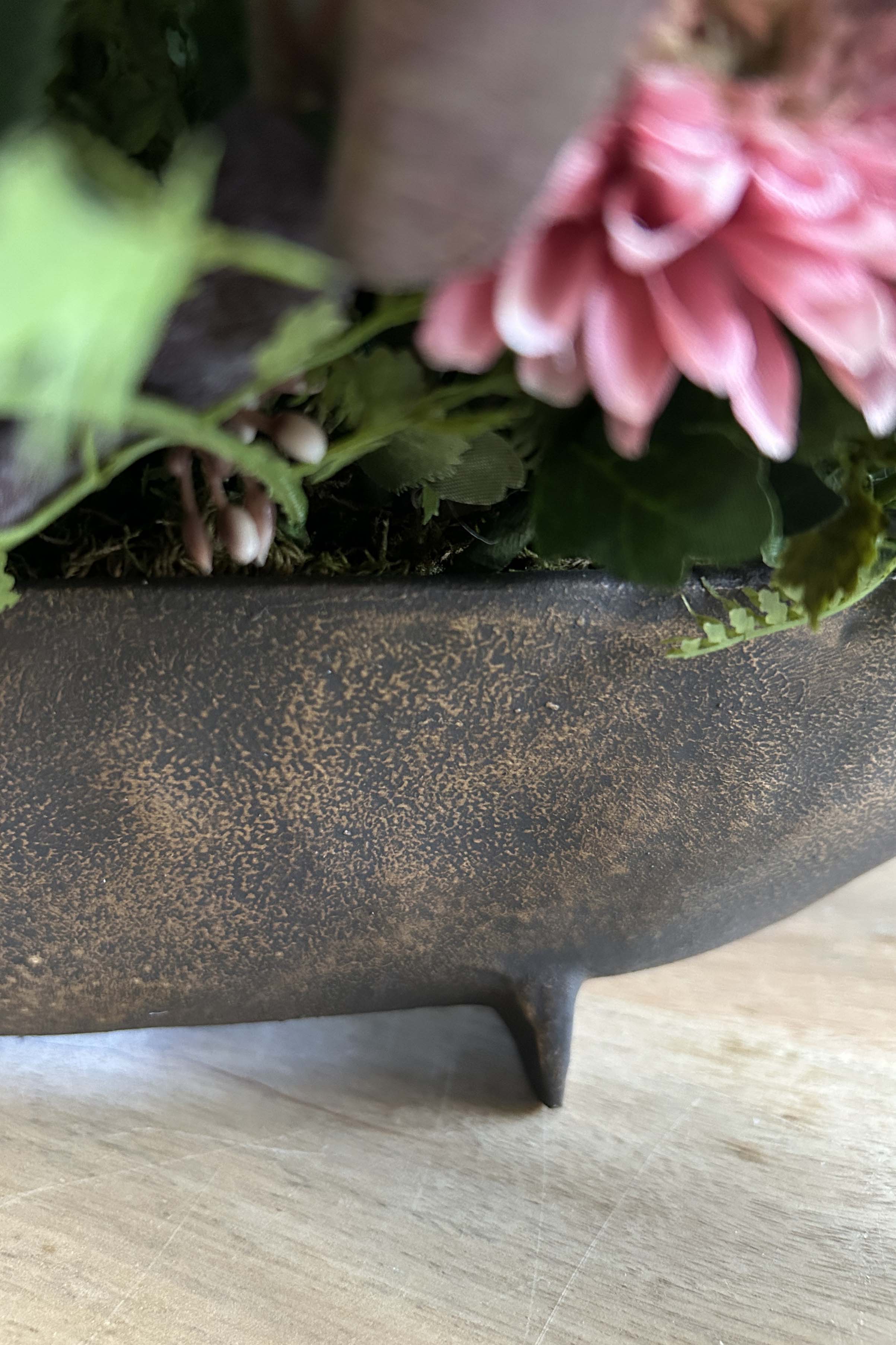 Hydrangea Spray, Hellebore and Astrantia in a Bronze Footed Boat - TO SHOOT RTfact Flowers 