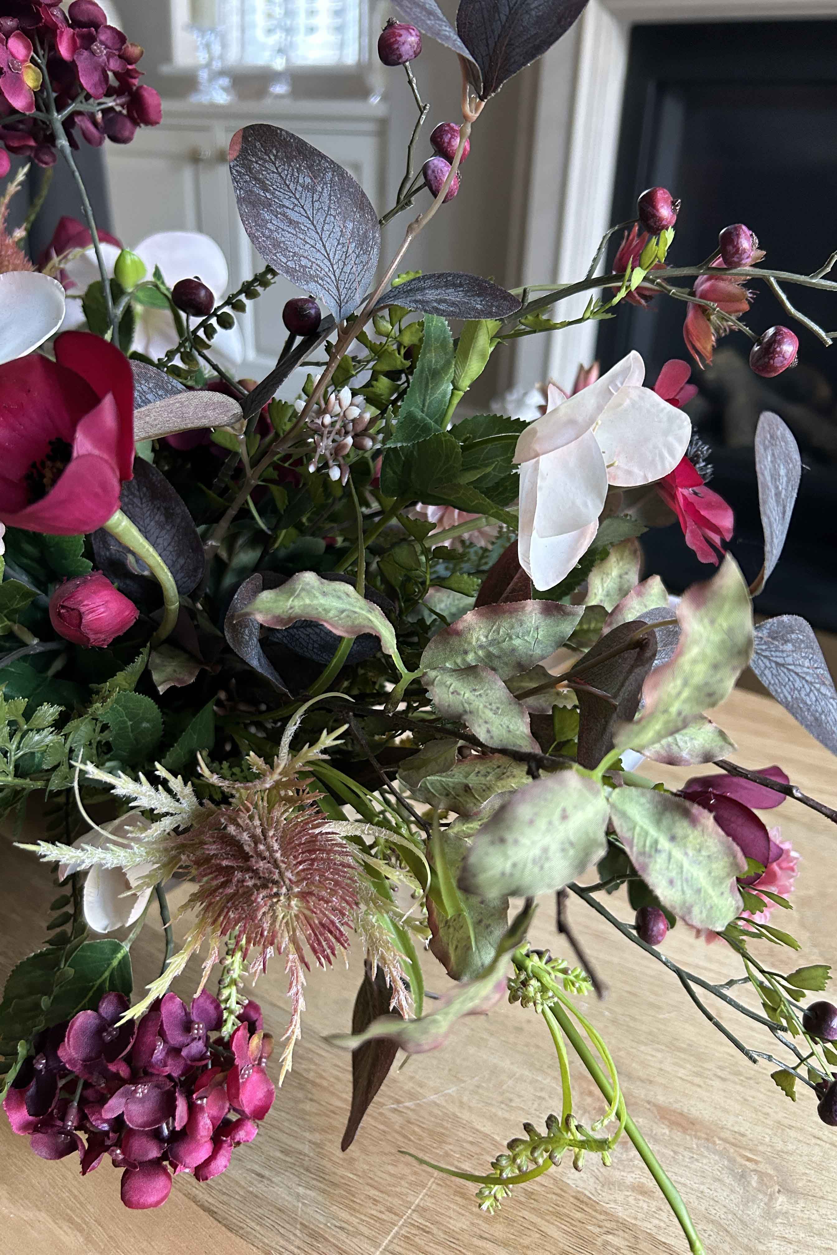 Hydrangea Spray, Hellebore and Astrantia in a Bronze Footed Boat - TO SHOOT RTfact Flowers 