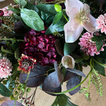 Hydrangea Spray, Hellebore and Astrantia in a Bronze Footed Boat - TO SHOOT RTfact Flowers 