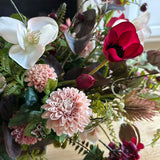 Hydrangea Spray, Hellebore and Astrantia in a Bronze Footed Boat - TO SHOOT RTfact Flowers 