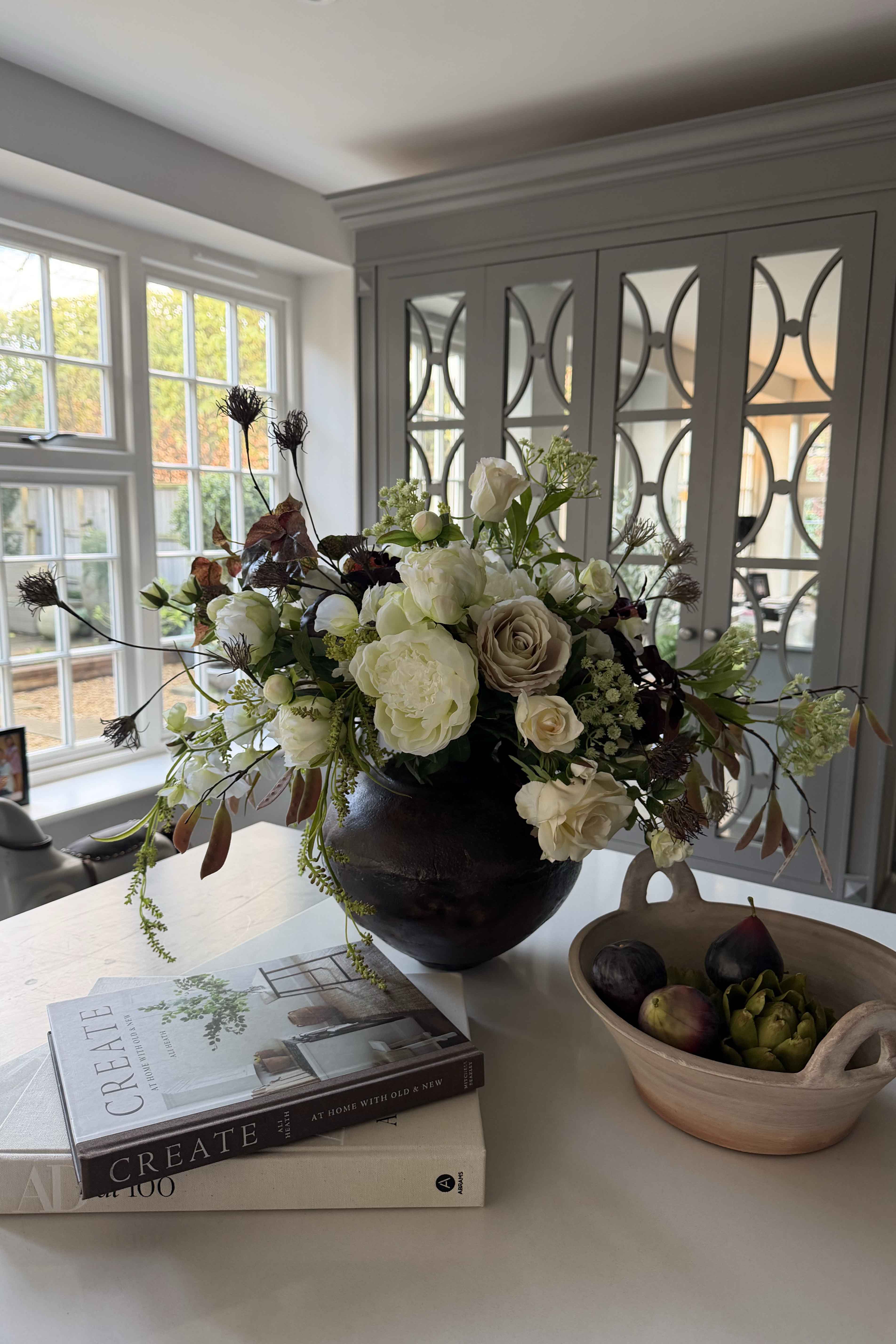Rose, Peonies, lilac and Bucida in a Vintage Vase RTfact Flowers 