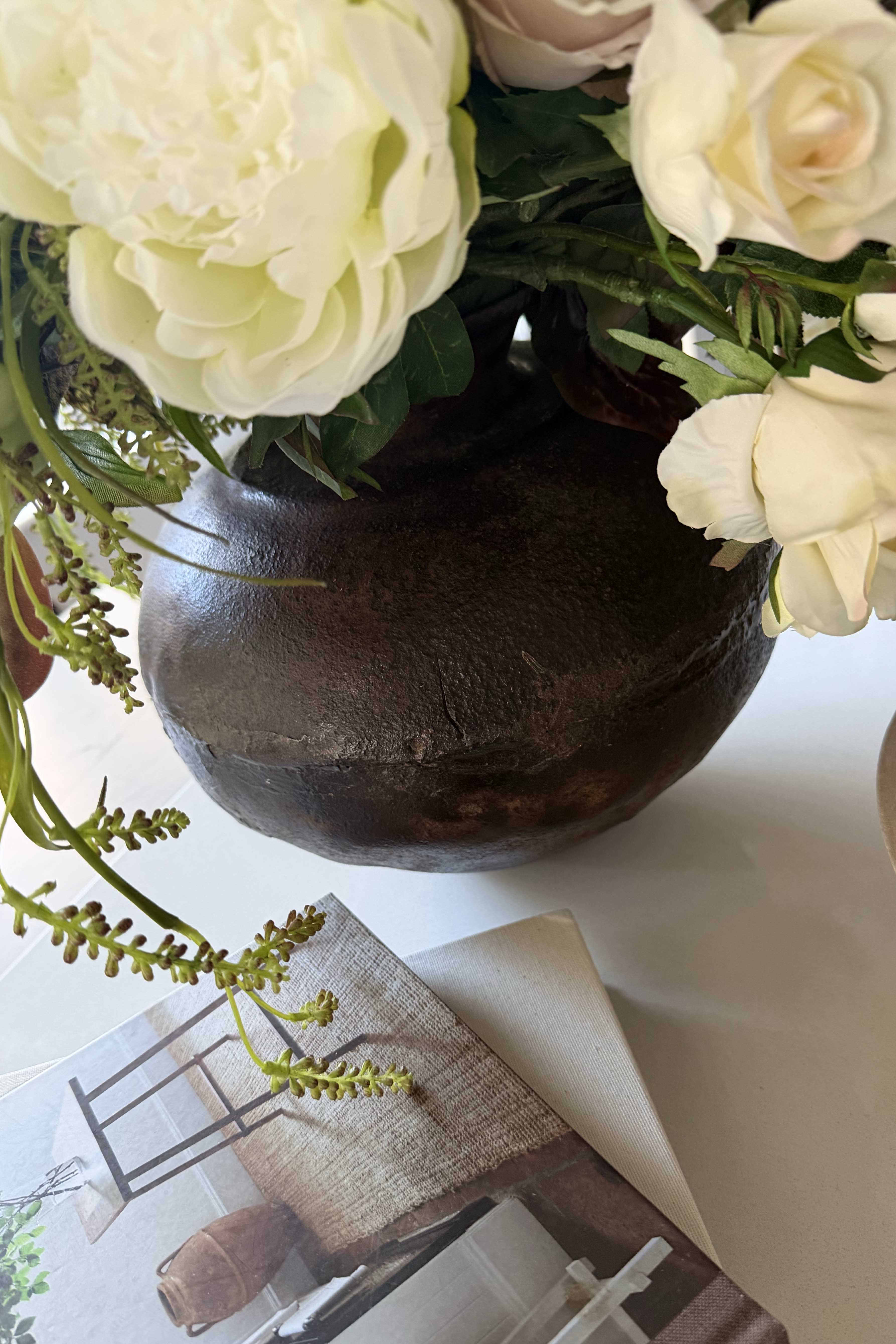 Rose, Peonies, lilac and Bucida in a Vintage Vase RTfact Flowers 