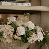Rose, Hydrangea and Astrantia in a Stone Textured Boat RTfact Flowers 