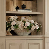 Rose, Hydrangea and Astrantia in a Stone Textured Boat RTfact Flowers 