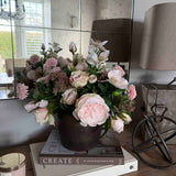 Rose, Hellebore and Chrysanthemum in a Bronze hand-painted Vase RTfact Flowers 