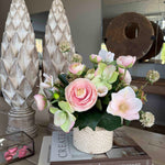 Ranunculus, Hellebores and Skimmia in a Cream Glazed Vase RTfact Flowers 