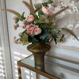 Ranunculus, Hellebores and Hydrangea Spray in a Smokey Brown Vase RTfact Flowers 