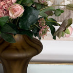 Ranunculus, Hellebores and Hydrangea Spray in a Smokey Brown Vase RTfact Flowers 