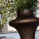 Larkspur Spray and Fern in a Sculptured Brown Vase RTfact Flowers 