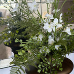 Larkspur Spray and Fern in a Sculptured Brown Vase RTfact Flowers 