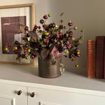 Rosehip and Ivy in a Hand-painted Bronze Vase RTfact Flowers 