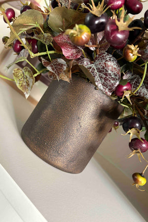 Rosehip and Ivy in a Hand-painted Bronze Vase RTfact Flowers 