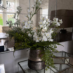 Larkspur Spray and Fern in a Pewter Vase RTfact Flowers 