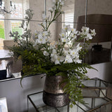 Larkspur Spray and Fern in a Pewter Vase RTfact Flowers 