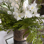 Larkspur Spray and Fern in a Pewter Vase RTfact Flowers 