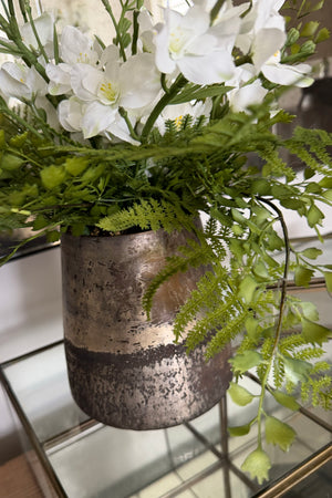 Larkspur Spray and Fern in a Pewter Vase RTfact Flowers 