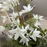 Zephyranthes and Fern in a White curved Vase RTfact Flowers 