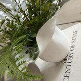 Zephyranthes and Fern in a White curved Vase RTfact Flowers 