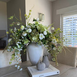 Bucida, Hellebores, Ranunuculus and Hydrangea in a White Matt Vase Rtfact Flowers 