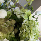 Bucida, Hellebores, Ranunuculus and Hydrangea in a White Matt Vase Rtfact Flowers 