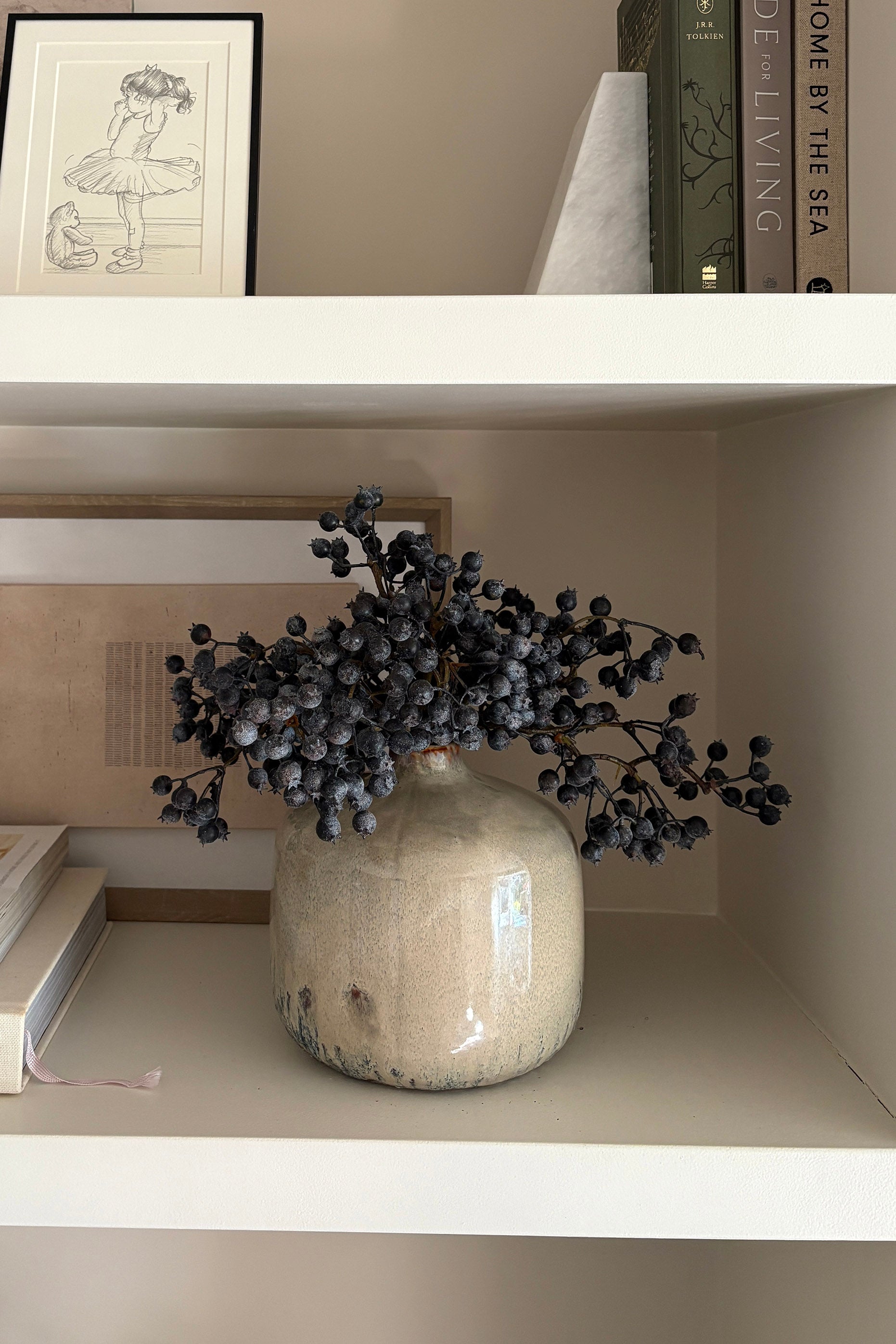 Blueberries in a Glazed Textured Cream Vase Rtfact Flowers 