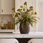 Queen Anne's Lace, Fern and Astrantia in a Rustic Stone Vase RTfact Flowers 
