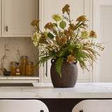 Queen Anne's Lace, Fern and Astrantia in a Rustic Stone Vase RTfact Flowers 