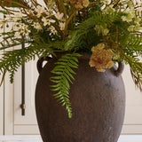 Queen Anne's Lace, Fern and Astrantia in a Rustic Stone Vase RTfact Flowers 